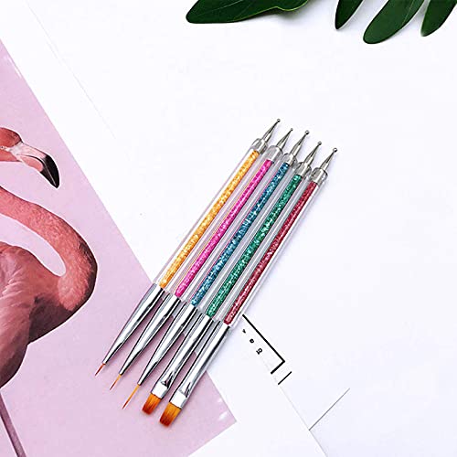 Ebanku 5 Pcs Pinceles para Uñas Juego de Bolígrafo de Dibujo de Uñas, Kit de Manicura de Pintura de Punto de Punta de Arte Línea de Dibujo de Nylon Herramienta de Manicura