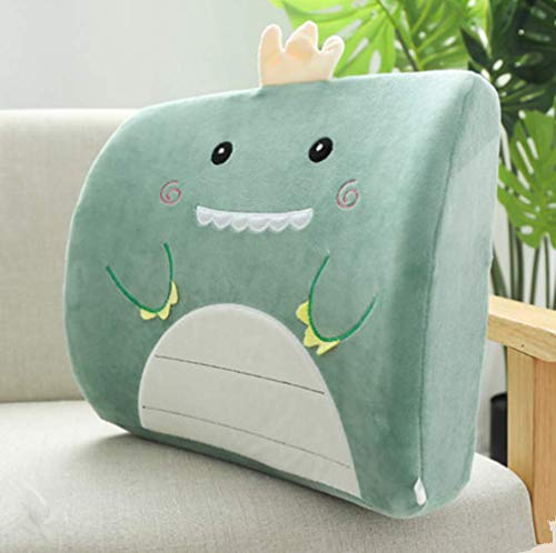 Ecloud Shop Cojín Trasero de Dibujos Animados Cojín de Silla de Dinosaurio Cojín de Asiento de Cintura de Felpa con Hebilla Cojín de Respaldo de Asiento para Silla de Comedor de Oficina en casa