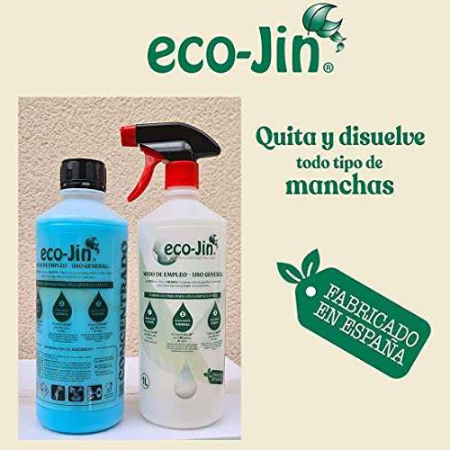 ECO-JIN DETERGENTE MULTISUPERFICIES Concentrado Gama Alta (Gran Poder DESENGRASANTE) 1 LITRO Aroma SPA + VAPORIZADOR