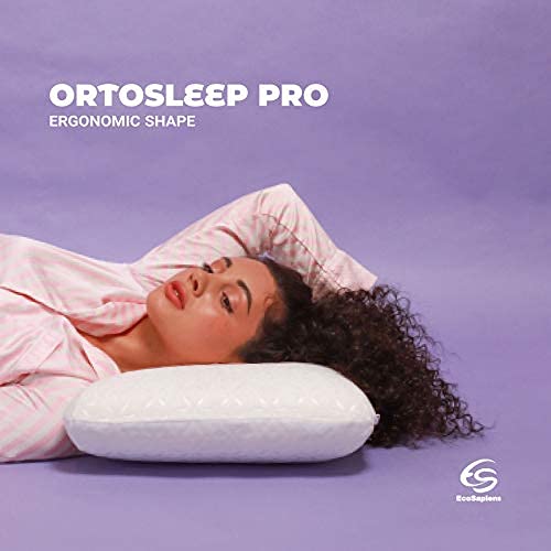 EcoSapiens Ortosleep Pro - Almohada ortopédica para dormir con efecto memoria, almohada ortopédica para dormir de lado, funda hipoalergénica lavable, forma ergonómica