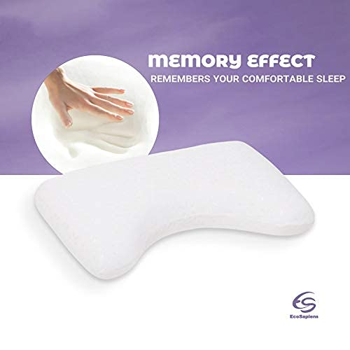 EcoSapiens Ortosleep Pro - Almohada ortopédica para dormir con efecto memoria, almohada ortopédica para dormir de lado, funda hipoalergénica lavable, forma ergonómica