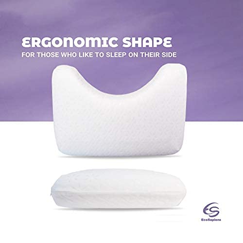 EcoSapiens Ortosleep Pro - Almohada ortopédica para dormir con efecto memoria, almohada ortopédica para dormir de lado, funda hipoalergénica lavable, forma ergonómica