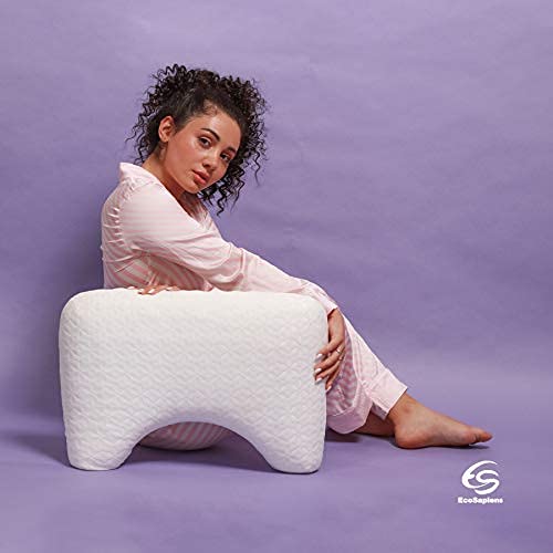 EcoSapiens Ortosleep Pro - Almohada ortopédica para dormir con efecto memoria, almohada ortopédica para dormir de lado, funda hipoalergénica lavable, forma ergonómica