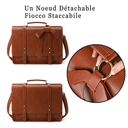 ECOSUSI Bolso Mujer Bandolera Cuero Multifuncionales Grande Vintage Mochila para Mujer con Bolsa de portátil 15.6 Pulgadas para Mujer Maletínes Portátiles