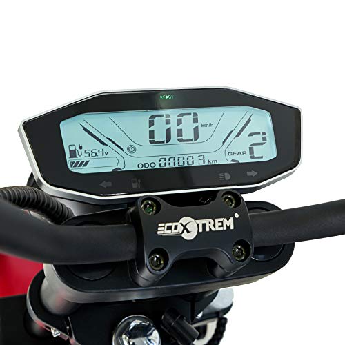 ECOXTREM IKARA 3.0 - Moto eléctrica matriculable de Color Negro, Motor 1500W, batería de Litio 60V - 20Ah. Incluye Pantalla LCD y Doble Asiento Adicional.