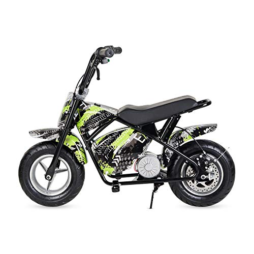 ECOXTREM Mini Moto eléctrica Infantil para niños, Unisex, Motor 300W, batería 36V y Acelerador en el puño. Varios diseños Divertidos. (Verde graffity)