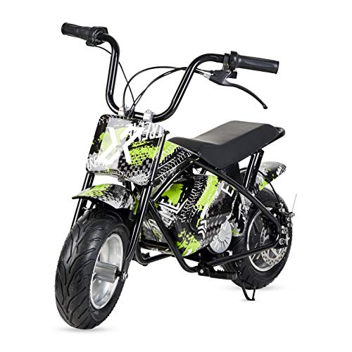 ECOXTREM Mini Moto eléctrica Infantil para niños, Unisex, Motor 300W, batería 36V y Acelerador en el puño. Varios diseños Divertidos. (Verde graffity)