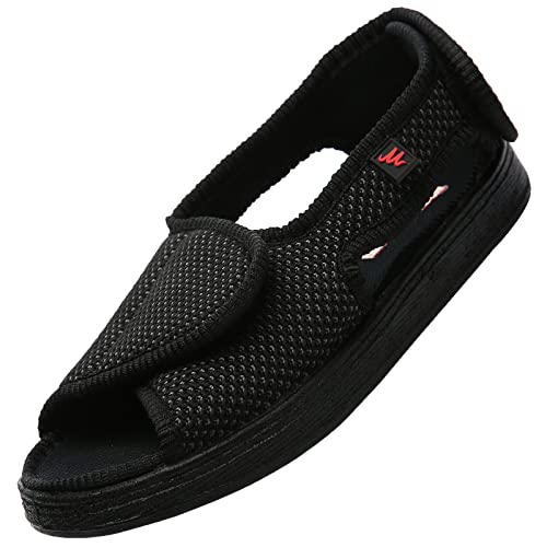 Edema Zapatos hinchados Extra Ancha，Cierres Ajustables Pies hinchados Artritis Calzado ortopédico,Zapatos para Caminar en Interiores y Exteriores，Black▁42