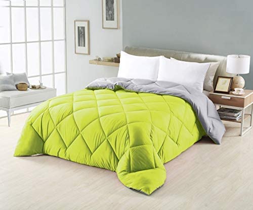 Edredón nórdico de 350 g Reversible (Bicolor) Varias Medidas. Colore Verde/Gris (Cama 105cm (180x220))