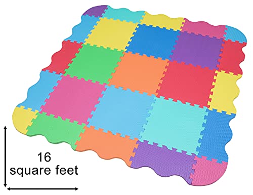 edukit Alfombra de Juegos Espuma EVA con Bordes; 25 Piezas; 31,5 x 31,5cm; Extra Grosor 1,4mm - Baldosas Puzzle Multicolores – Juego Suave, Divertido, Seguro y Estimulante.