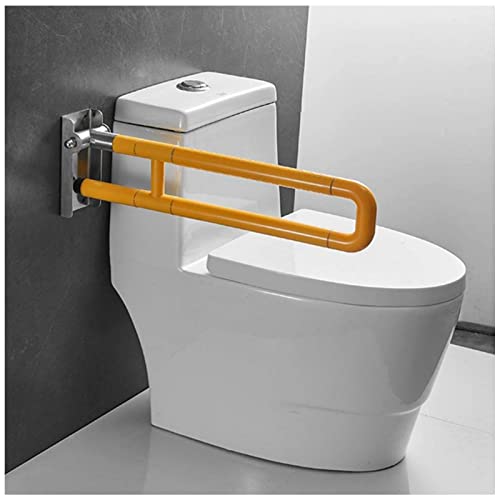 EEUK Asidero Ducha Antideslizante, Barra abatible Inoxidable para baño Adaptado a Personas Mayores y con minusvalías Capacidad de Carga máx: 120 kg(Size:60cm,Color:Amarillo)