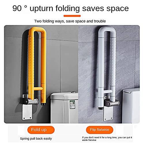 EEUK Barras Minusvalidos Abatibles, Baño de Agarre Asidero de Seguridad Montado en la Pared Inoxidable para Baño Adaptado a Personas Mayores o con Minusvalías(Size:60CM,Color:Amarillo)