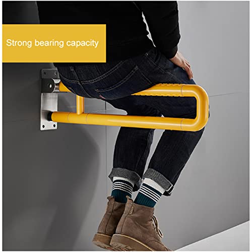 EEUK Barras Minusvalidos Abatibles, Baño de Agarre Asidero de Seguridad Montado en la Pared Inoxidable para Baño Adaptado a Personas Mayores o con Minusvalías(Size:60CM,Color:Amarillo)