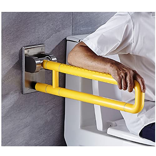 EEUK Barras Minusvalidos Abatibles, Baño de Agarre Asidero de Seguridad Montado en la Pared Inoxidable para Baño Adaptado a Personas Mayores o con Minusvalías(Size:60CM,Color:Amarillo)