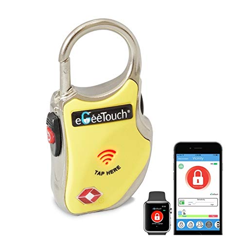 eGeeTouch Candado de viaje inteligente con tecnologías de acceso Dual patentadas (NFC + BT), seguimiento de cerca, etc., Color negro, amarillo, 1