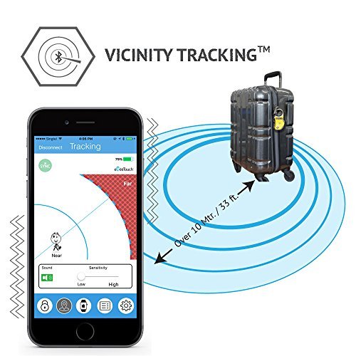 eGeeTouch Candado de viaje inteligente con tecnologías de acceso Dual patentadas (NFC + BT), seguimiento de cerca, etc., Color negro, amarillo, 1