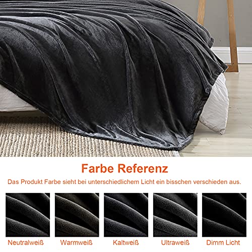 EHEYCIGA Manta Sofa Mantas para Sofa Gris Oscuro 130x165 cm Microfibra Suave Acogedora Manta de Lujo para La Cama