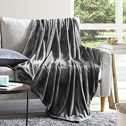 EHEYCIGA Manta Sofa Mantas para Sofa Gris Oscuro 130x165 cm Microfibra Suave Acogedora Manta de Lujo para La Cama