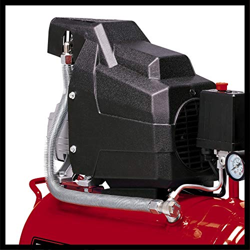 Einhell Compresor TC-AC 190/24/8 (máx. 8 bar, depósito de 24 l, lubricación por aceite, reductor de presión, manómetro + acoplamiento rápido, válvula antirretorno, soporte con tope de goma)