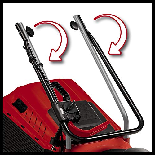 Einhell Cortacésped eléctrico GC-EM 1032 (1000 W, 32 cm de ancho de corte, 30 L, ajuste de la altura de corte en 3 pasos, carril guía plegable, ruedas para salvar el césped)