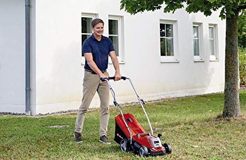 Einhell Cortacésped inalámbrico - GE-CM 18/33 Li PXC. Li-ion, para hasta 200m², función de ajuste de altura de corte central de 5 niveles, batería recargable PXC de 4.0 Ah + cargador