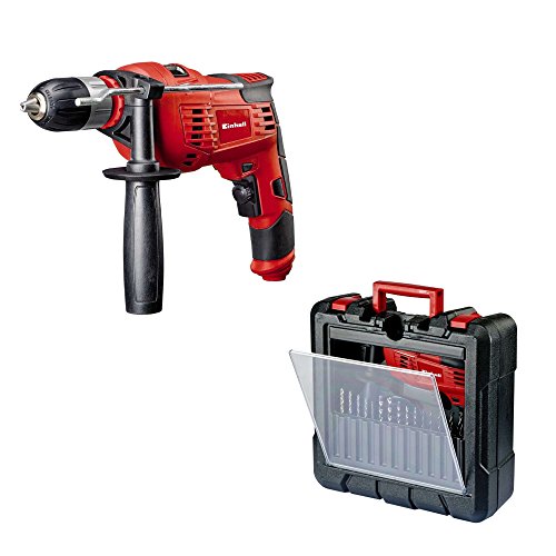 Einhell TC-ID 1000 Kit - Pack taladro percutor eléctrico con cable de 1010 W, 230 V, 3.000 RPM y 15 piezas de perforación (1 puntera, 1 hoja de sierra, 1 rascador, 1 placa de lijado, 1 bolsillo)