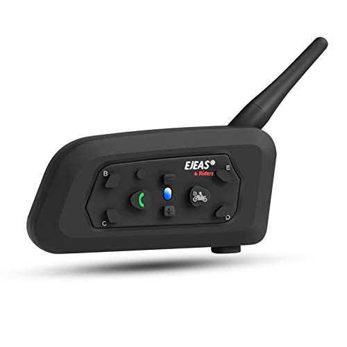 EJEAS 1 Paquete V6 Pro BT Casco de Motocicleta Bluetooth 3.0 Intercomunicador Auricular 1200M 2 Personas Full Duplex Wireless Moto Interphone Connect hasta 6 Pilotos