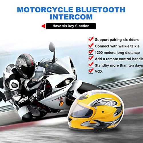 EJEAS® E6 Plus BT Motocicleta Casco Intercomunicador con Mando Separado Micrófono Auricular VOX 1200m 6 Pilotos