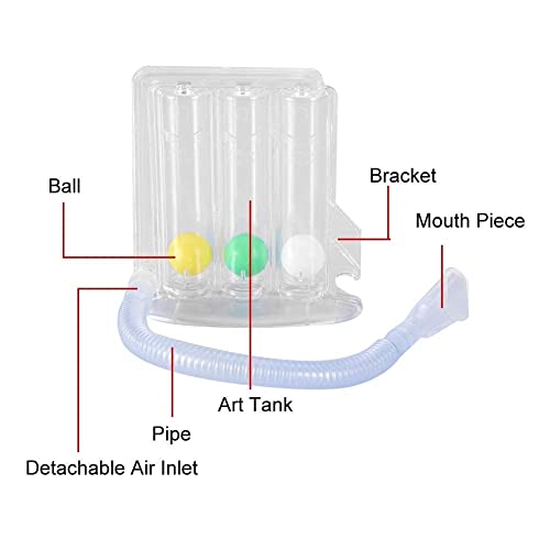 Ejercitador respiratorio, Ejercitador de pulmón, Respirómetro de respiración respirable de pulmón profundo de 3 bolas Sistema de ejercicio de respiración segura