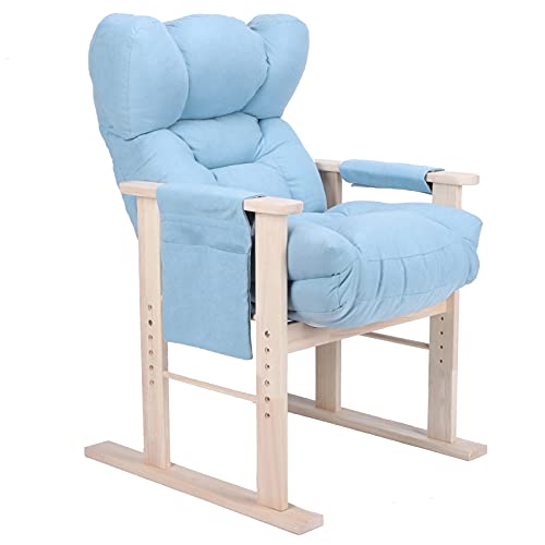 Ejoyous Sillón Sofá Ajustable con Apoyabrazos, Sillón Sofá Ajustable en Altura Sillón Reclinable Sillón Lounge Sillón Relax Individual con Apoyabrazos Y Patas de Madera para Sala de Estar,(Azul)