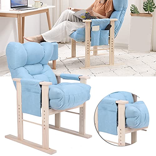 Ejoyous Sillón Sofá Ajustable con Apoyabrazos, Sillón Sofá Ajustable en Altura Sillón Reclinable Sillón Lounge Sillón Relax Individual con Apoyabrazos Y Patas de Madera para Sala de Estar,(Azul)