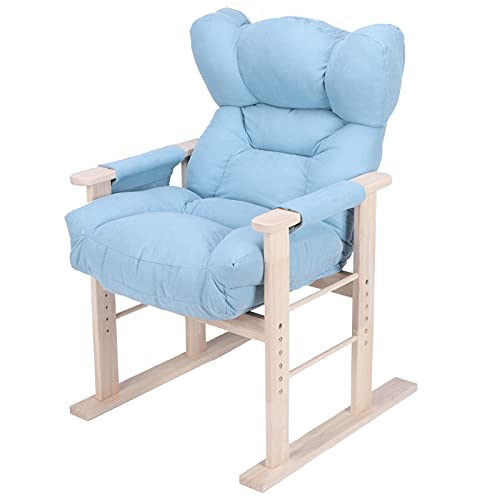 Ejoyous Sillón Sofá Ajustable con Apoyabrazos, Sillón Sofá Ajustable en Altura Sillón Reclinable Sillón Lounge Sillón Relax Individual con Apoyabrazos Y Patas de Madera para Sala de Estar,(Azul)