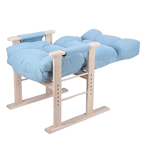 Ejoyous Sillón Sofá Ajustable con Apoyabrazos, Sillón Sofá Ajustable en Altura Sillón Reclinable Sillón Lounge Sillón Relax Individual con Apoyabrazos Y Patas de Madera para Sala de Estar,(Azul)