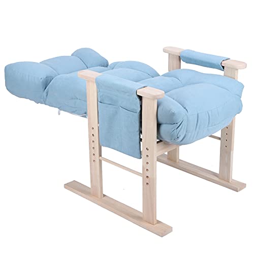 Ejoyous Sillón Sofá Ajustable con Apoyabrazos, Sillón Sofá Ajustable en Altura Sillón Reclinable Sillón Lounge Sillón Relax Individual con Apoyabrazos Y Patas de Madera para Sala de Estar,(Azul)