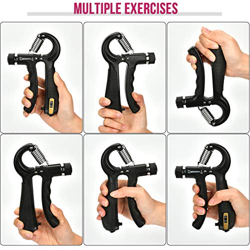 EKKONG Hand Grip Fortalecedores de Mano, Fortalecedor de Agarre de Mano Kit de Entrenamiento de Agarre de antebrazo 5-60KG,Ajustables Fortalecedores de Agarre Kit de Entrenamiento (Black)