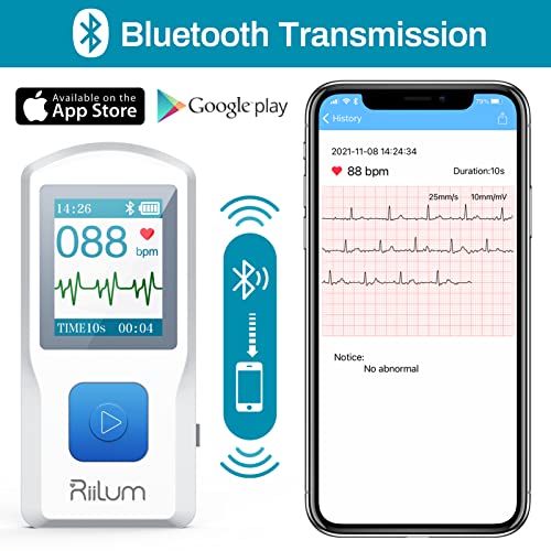 El monitor ECG portátil para rastrear la frecuencia y el ritmo cardíaco, el electrocardiógrafo cardíaco inalámbrico bluetooth hogar con pantalla OLED grande para iOS, Android y Windows