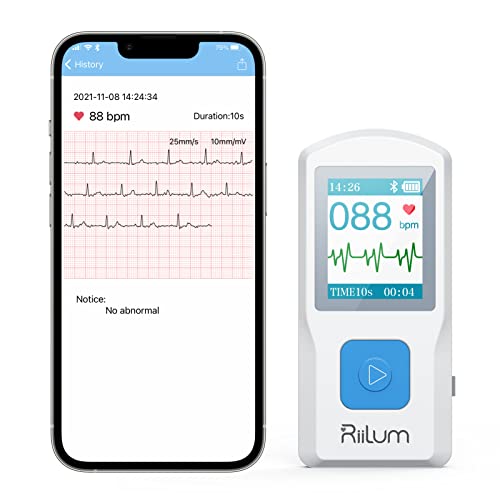 El monitor ECG portátil para rastrear la frecuencia y el ritmo cardíaco, el electrocardiógrafo cardíaco inalámbrico bluetooth hogar con pantalla OLED grande para iOS, Android y Windows