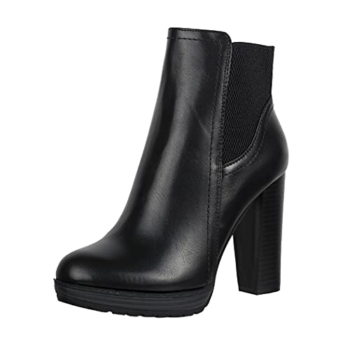 Elara Botines Mujer Chunkyrayan Negro KA585-1SL Schwarz-39