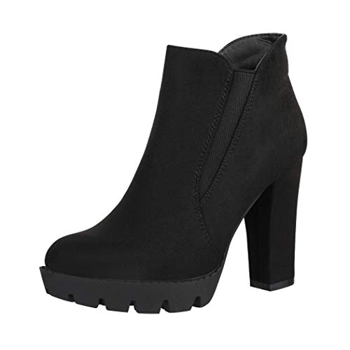 Elara Botines Mujer Chunkyrayan Negro PD03-Schwarz-39