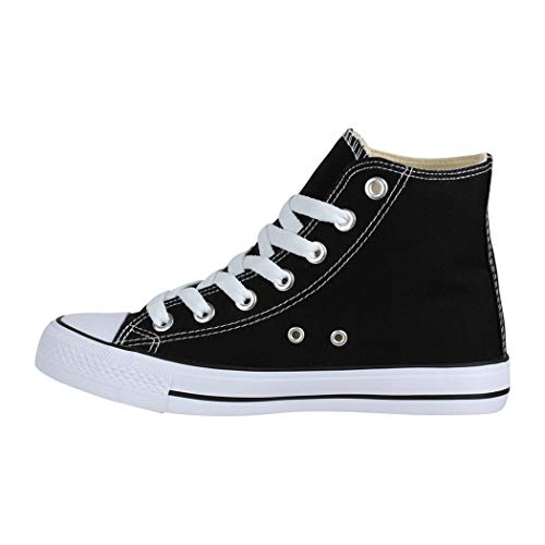 Elara Zapatilla Unisex Zapatos Deportivos Cómodos Mujer y Hombre Textil High Top Negro Black-36