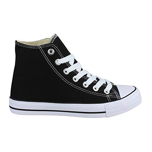 Elara Zapatilla Unisex Zapatos Deportivos Cómodos Mujer y Hombre Textil High Top Negro Black-36