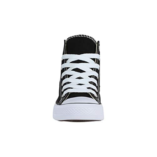 Elara Zapatilla Unisex Zapatos Deportivos Cómodos Mujer y Hombre Textil High Top Negro Black-36