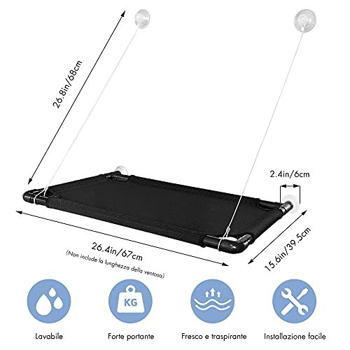 ELCM Cama para Gatos Ventana Hamaca para Gatos Ventana Cama para Gatos Percha para Ventana Cama para Ventana para Gatos con potentes ventosas de hasta 55 Libras