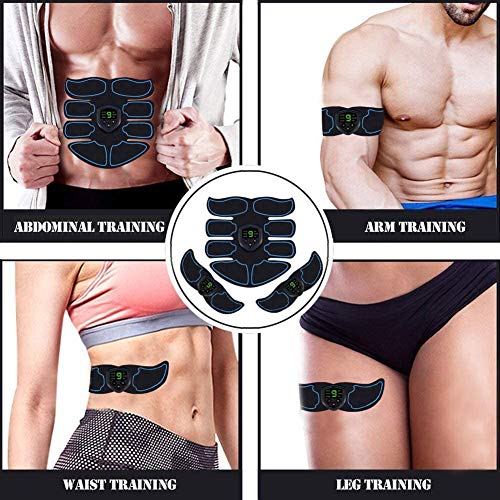 Electroestimulador Muscular, EMS Estimulador Muscular Abdominales con USB Recargable para Abdomen/Brazo/Piernas/Glúteos