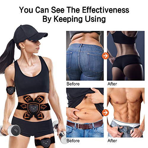 Electroestimulador Muscular,EMS Abdominales Cinturón Estimulador Abdominales, Masajeador Eléctrico Cinturón con USB del Abdomen/Brazo/Piernas/Cintura