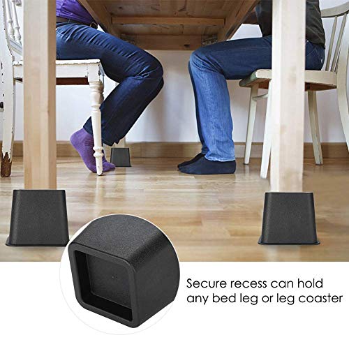 Elevadores de Muebles Ajustables, 4PCS / Set 3"Muebles Raisers Cama Ajustable Silla Elevadora Pies Anchos Soportes de Elevación para Sofá Pie de Elefante Cónicos (Negro)