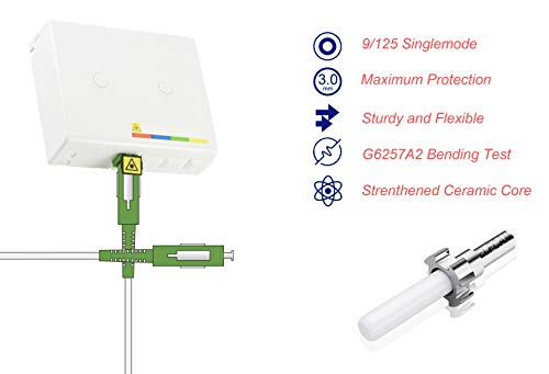 Elfcam Fibra óptica Cable SC/APC a SC/APC monomodo simplex 9/125µm LSZH, Blanco/Verde (10M)