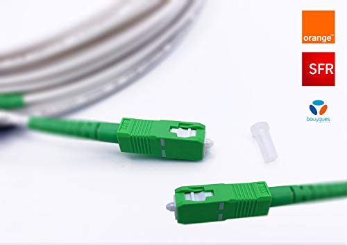 Elfcam Fibra óptica Cable SC/APC a SC/APC monomodo simplex 9/125µm LSZH, Blanco/Verde (10M)