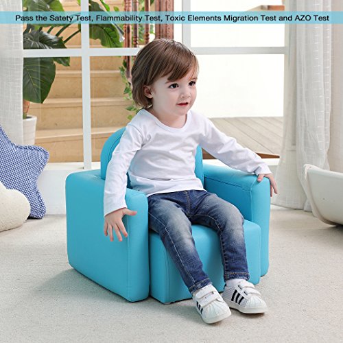 Emall Life Sillón para niños Multifuncional, Silla y Mesa para niños/Taburete con una Sonrisa Divertida para niños y niñas(Azul)