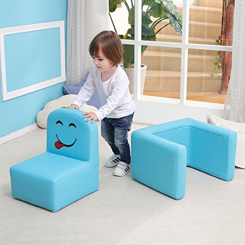 Emall Life Sillón para niños Multifuncional, Silla y Mesa para niños/Taburete con una Sonrisa Divertida para niños y niñas(Azul)